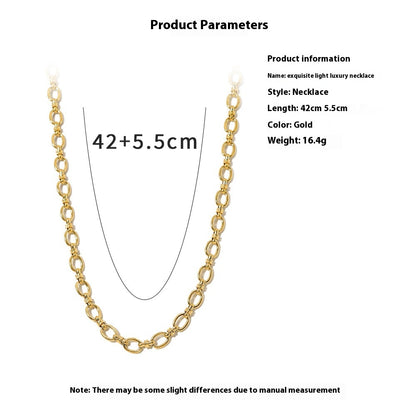 Thick Type Round Cuban Link Chain Necklace 18K Gold Plated Titanium Steel Clavicle Chain Women's Hip Hop c6e4f0b7 888c 4e14 8