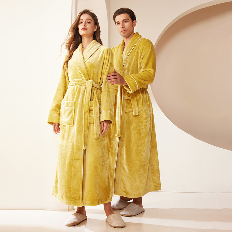 Extended Autumn And Winter Coral Fleece Bathrobe c71c5db6 c677 4211 9ef1 b75d0ae502fe
