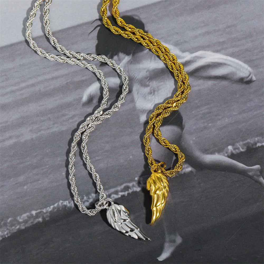 Titanium Steel Men's Classic Wing Pendant Necklace c729de47 2872 440a 9d45 674b4b7a910f