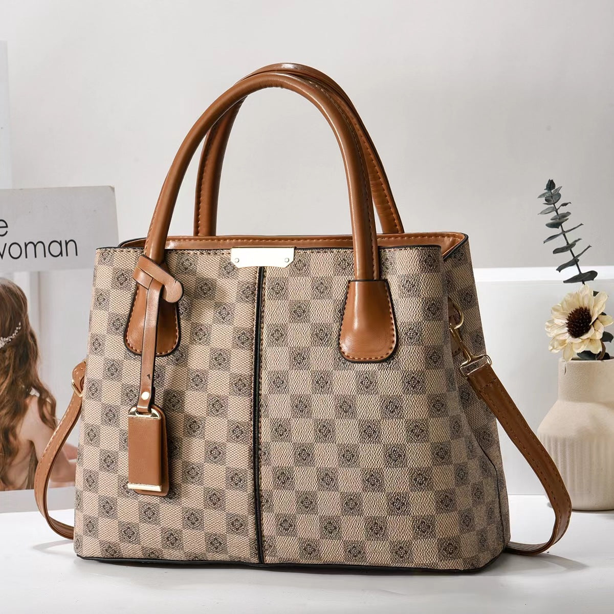 New Printed Tote Portable Shoulder Crossbody Women's Bag Middle-aged Lady Mother High Sense c73334fb 5563 40e1 a83a c10f55314
