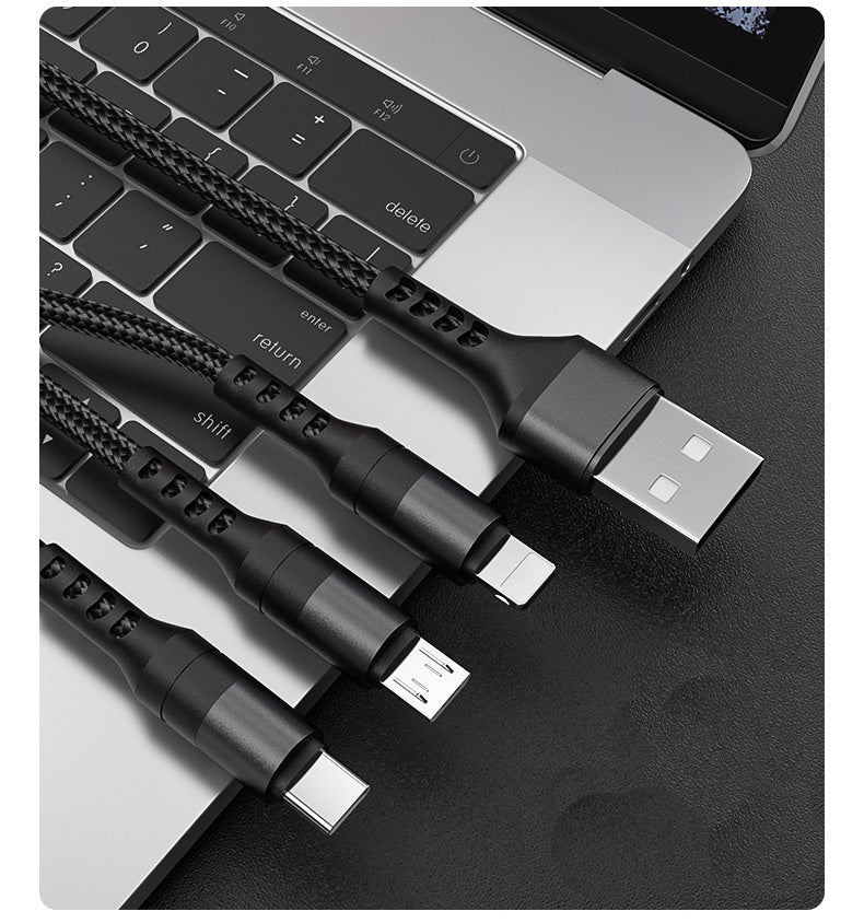 Braided One With Three Data Android Fast Charging Cable - 图片 6