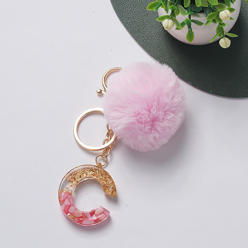 Hair Ball Pendant 26 English Letters Epoxy Keychain c74bb70b 987e 4e9d af17 a645607a16f0