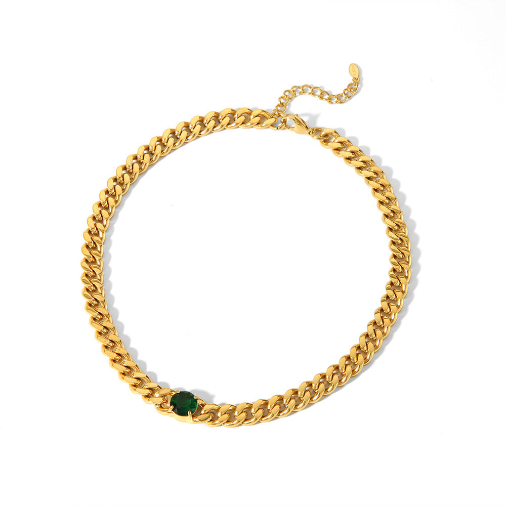 European And American 18K Gold-plated Inlaid Zircon Light Luxury Non-fading Stainless Steel Bracelet Necklace c7690be4 5abe 4