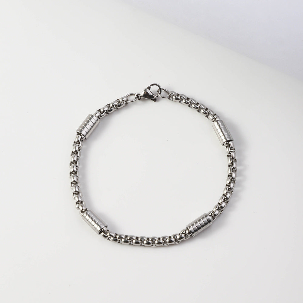 Men's Square Pearl Tube Chain Stainless Steel Bracelet c76a72f7 8b18 4d05 b639 9aa9d29b38b1