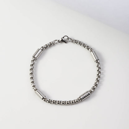 Men's Square Pearl Tube Chain Stainless Steel Bracelet c76a72f7 8b18 4d05 b639 9aa9d29b38b1