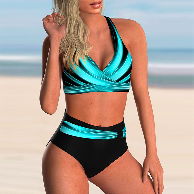 Spring And Summer New Swimwear Spot European And American Sexy Split Color Matching High Waist Swimsuit Bikini c77e50d5 4e8b 