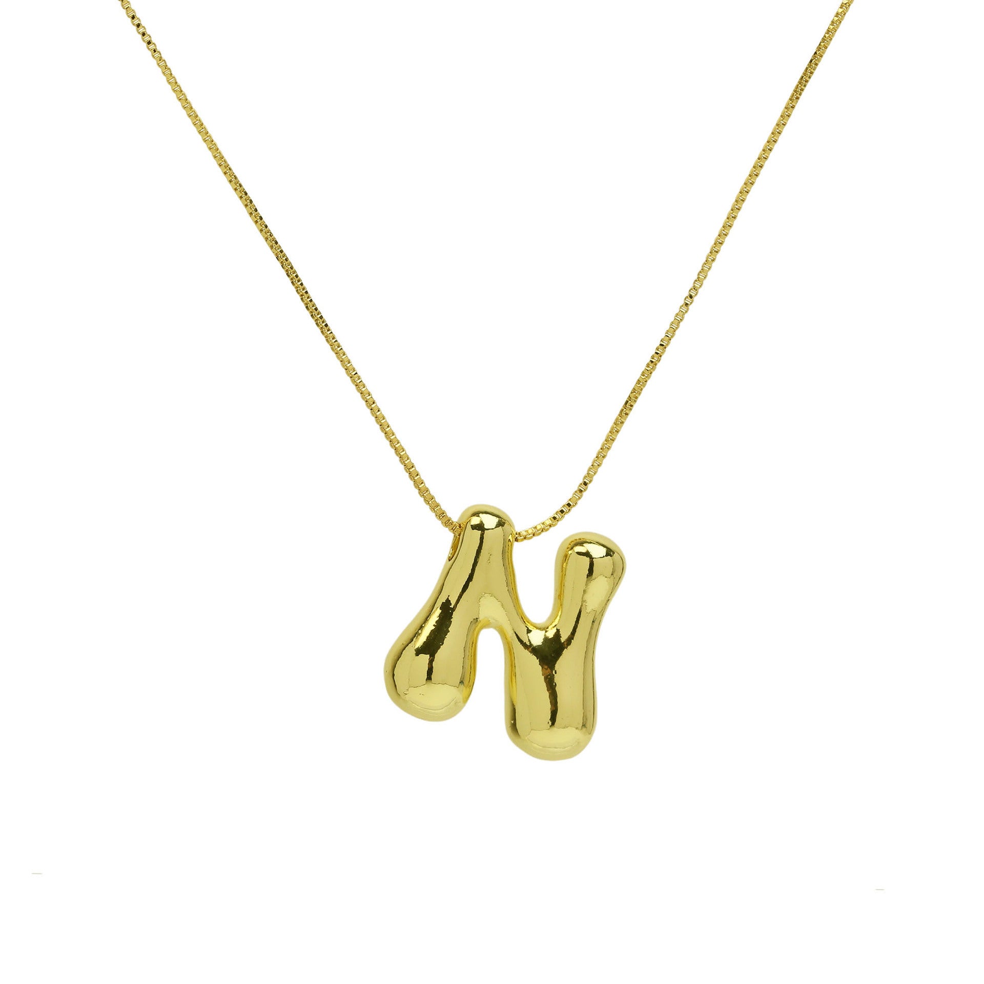 Brass Glossy Balloon English Letter Pendant Necklace c784381f 5336 4ade 97b9 650718af8e6d