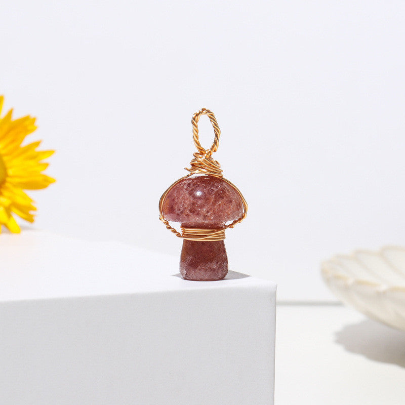 Crystal Agate Semi-Precious Mushroom Braided Pendant c79df2b1 232e 4e5c 9f5d a3ae4830c5b1