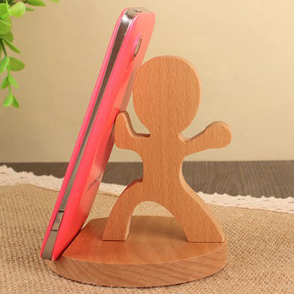 Creative  Mobile Phone Toma Back With Coin Beech Wood Lazy Phone Holder Custom Lettering - 图片 6