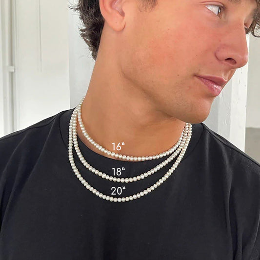 Fashionable And Trendy Men's Pearl Necklace 4mm c7b1bcaf 3c7d 4613 877d 987b5dc2e8c9
