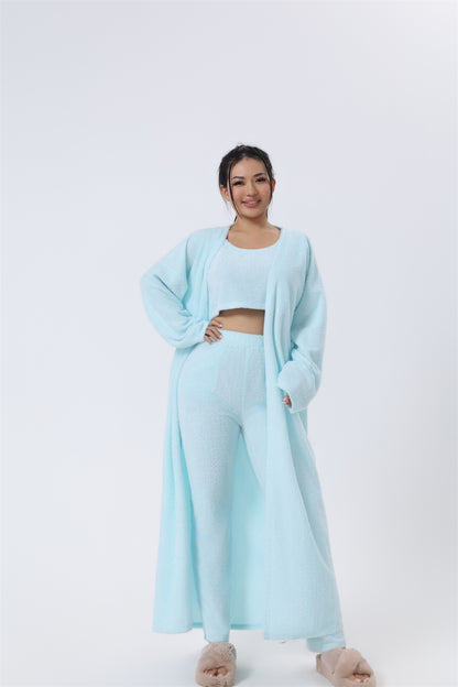 Cozy Pajama Set, 3 Piece Lounge Set, Cute Loungewear, Warm Suit Sets, Matching Set, Lounge Set, 3 Piece Pant Sets, Women Wint