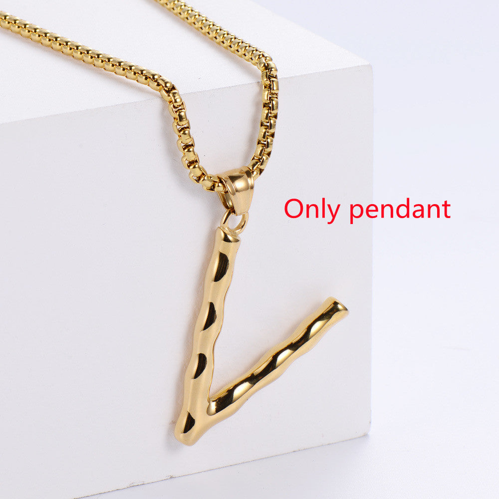 Three-dimensional 26 English Letter Pendant Necklace Fashion Jewelry Titanium Steel Couple Ornament c824a330 239b 4fda 88e6 7