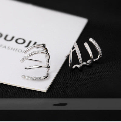 S925 Silver Needle Four-prong Zircon Inlaid Earrings c82e685b 60de 454f ad91 cc0cbdc00212