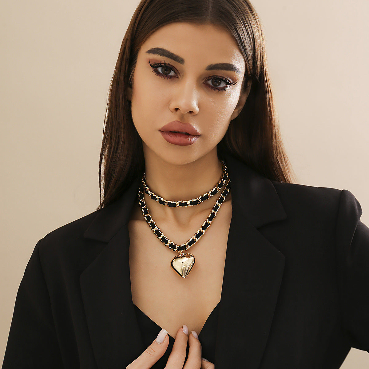 Big Love Double-layer Chains Design Necklace Women Street Punk Style Necklace Fashion Jewelry c854333b d700 4d08 8dd4 8afe583