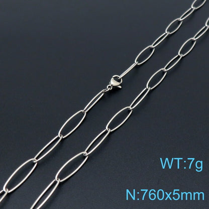 European And American Style Fashion Simple Titanium Steel Oval Ring Clavicle Chain Necklace c89ae566 3fde 4999 9eb2 077da63ec
