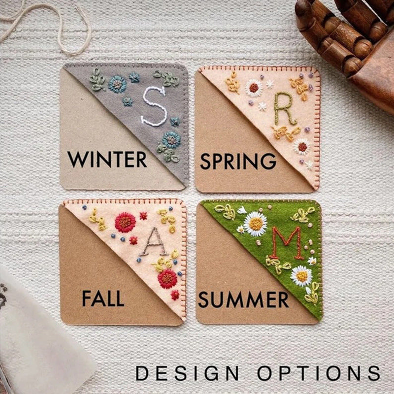 Personality Handmade Embroidery Corner Bookmark Felt Triangle Mark c89b927a 39e5 42d2 bc10 35ff1a11651e