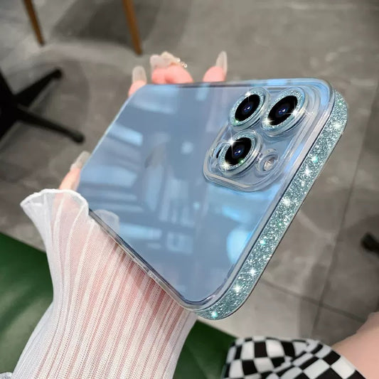 Glitter Frame Phone Case Transparent And Creative Mirror Glass Protective Cover c8a18c33 6b01 4e04 9f45 ba74129e0b56