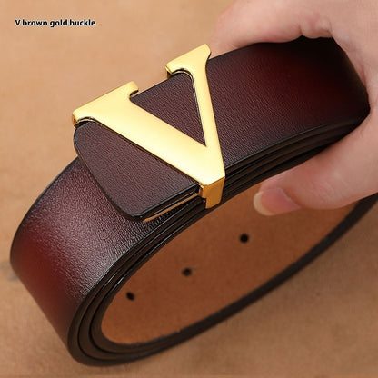 Factory Direct Sales Retro Smooth Genuine Leather Pure Cowhide Letter V Pants Belt c8b78475 da40 43c8 89af 0e4b463bd6b6 trans