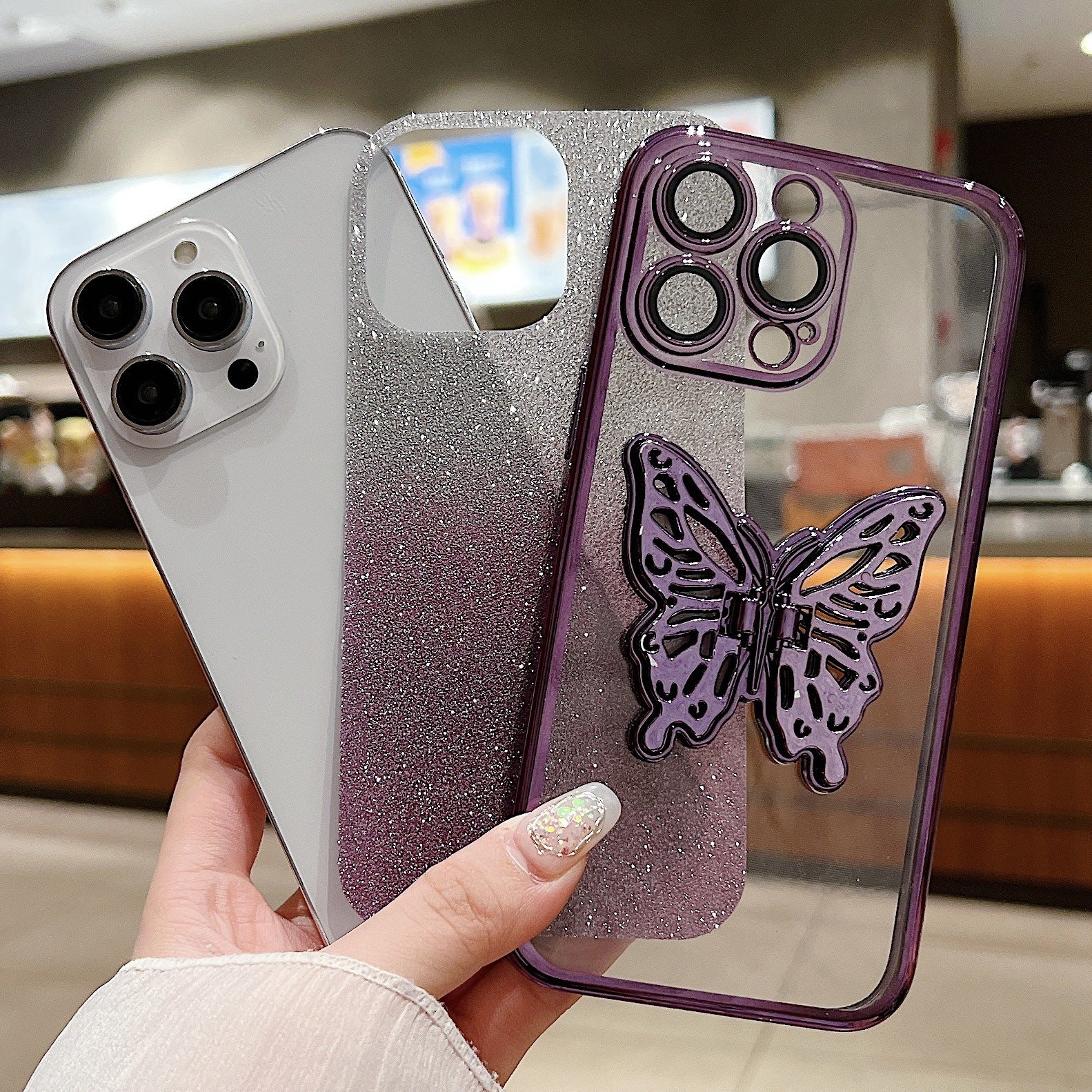 Hollow Butterfly Phone Case Gradient Transparent Plating Protective Cover c8cb2162 fa1d 4725 ba59 ddb9d09976ce