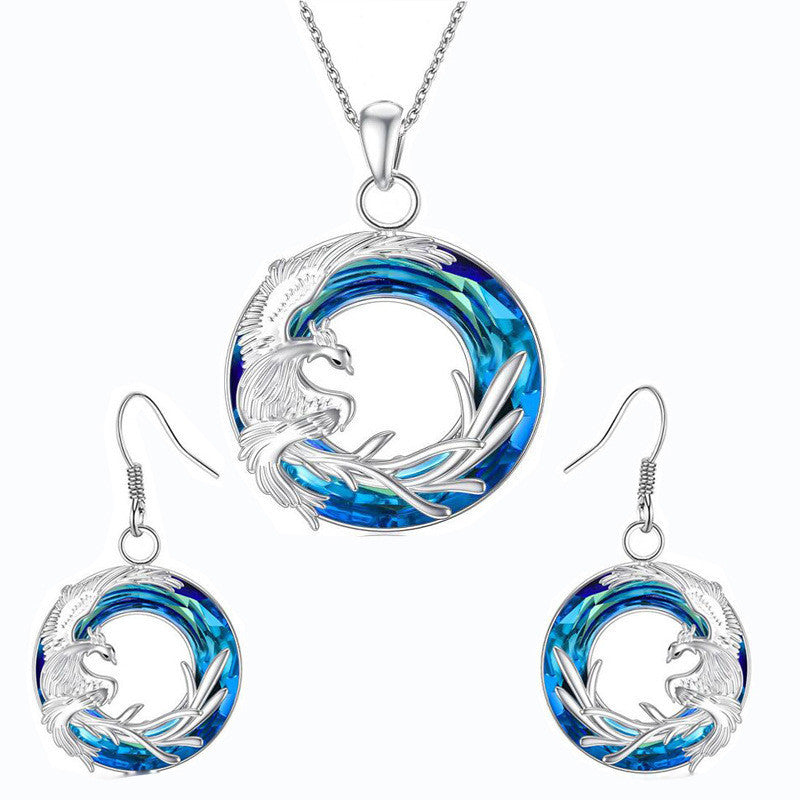 Fire Of Life Pendant Phoenix Round Crystal Earring Necklace c8dc0677 990f 438f b3e7 8102be1fac40