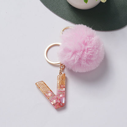 Hair Ball Pendant 26 English Letters Epoxy Keychain c8fa854c 8569 4fe9 9627 22df0a25c33b