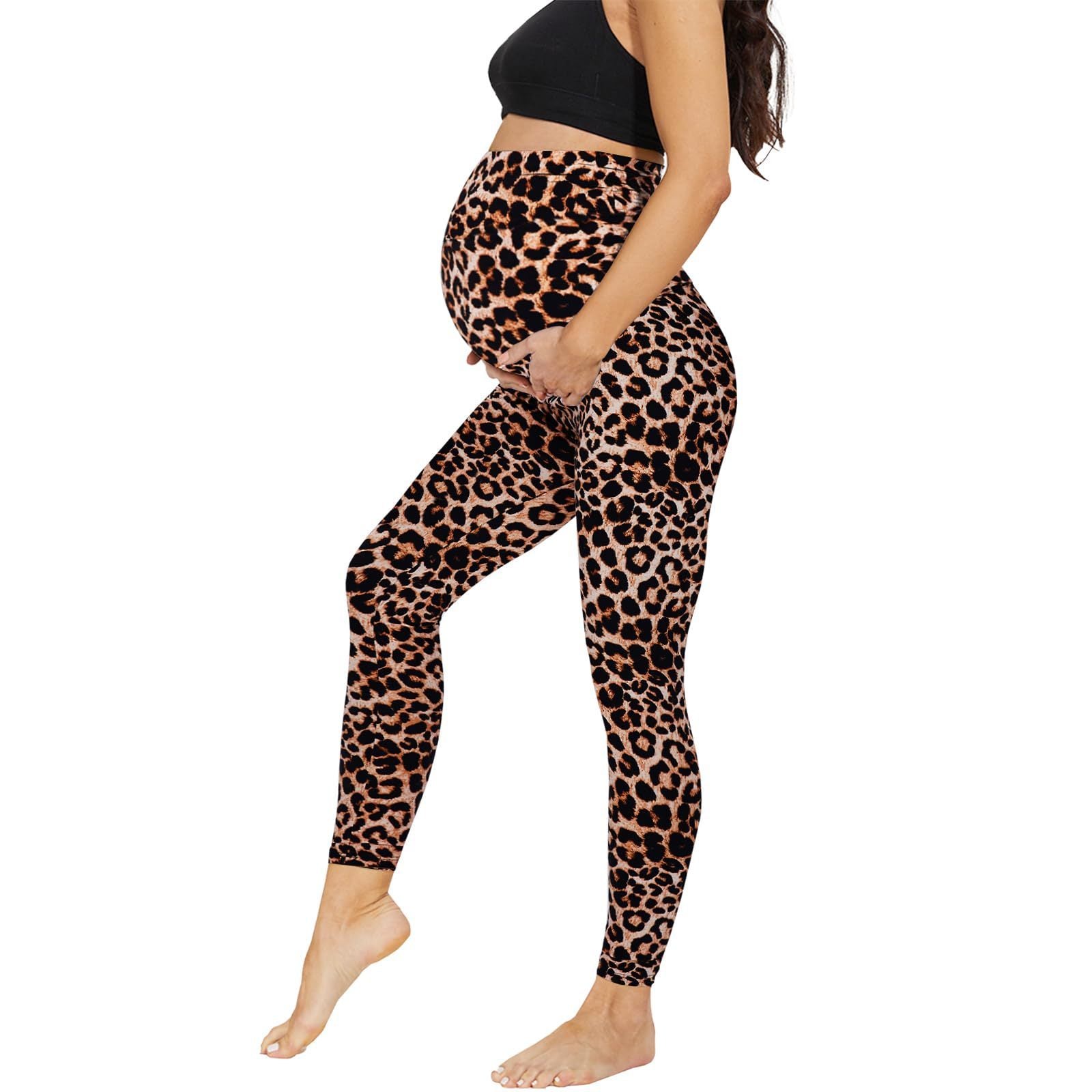 Pregnant Women's Cropped High Waist Fashion Casual Leggings c9201c6d e10d 45bc b30f e349d3fba5ad