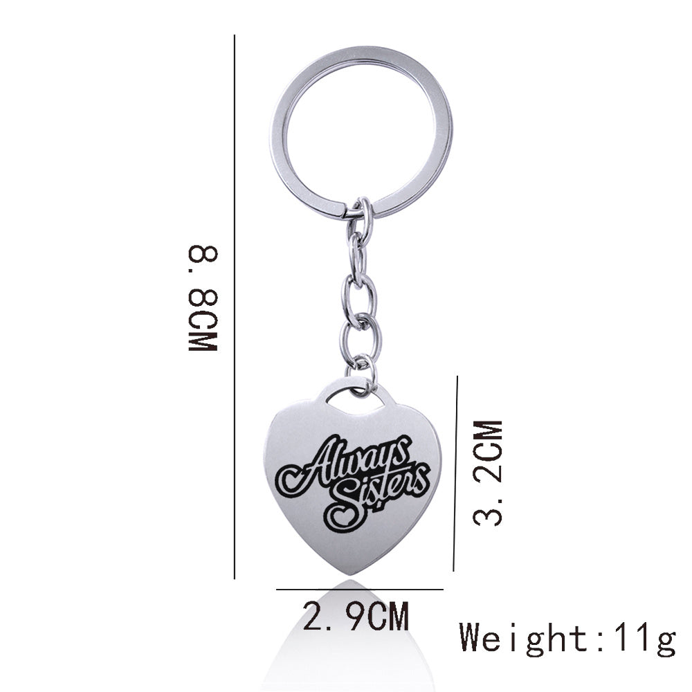 Stainless Steel Heart Sisters Best Friends Inspirational Keychains c95ce50f 1c2c 4296 94b2 abfdb012f7b6