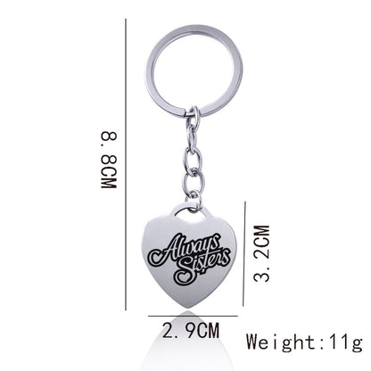 Stainless Steel Heart Sisters Best Friends Inspirational Keychains c95ce50f 1c2c 4296 94b2 abfdb012f7b6