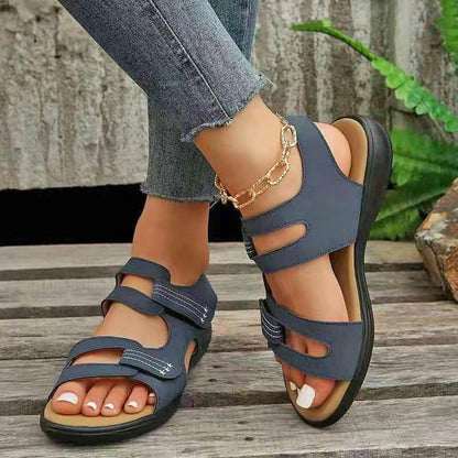 Wedge Hook And Loop Fastener Platform Large Size Casual Beach Sandals c95edf43 1b2f 4deb add9 fe0648a3f24b