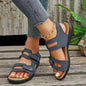 Wedge Hook And Loop Fastener Platform Large Size Casual Beach Sandals c95edf43 1b2f 4deb add9 fe0648a3f24b