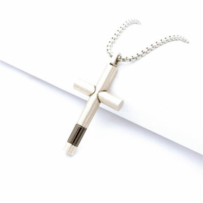 Hip Hop Retro Glossy Cross Titanium Steel Necklace c986f189 c625 454f be5a 195a7ab356ed
