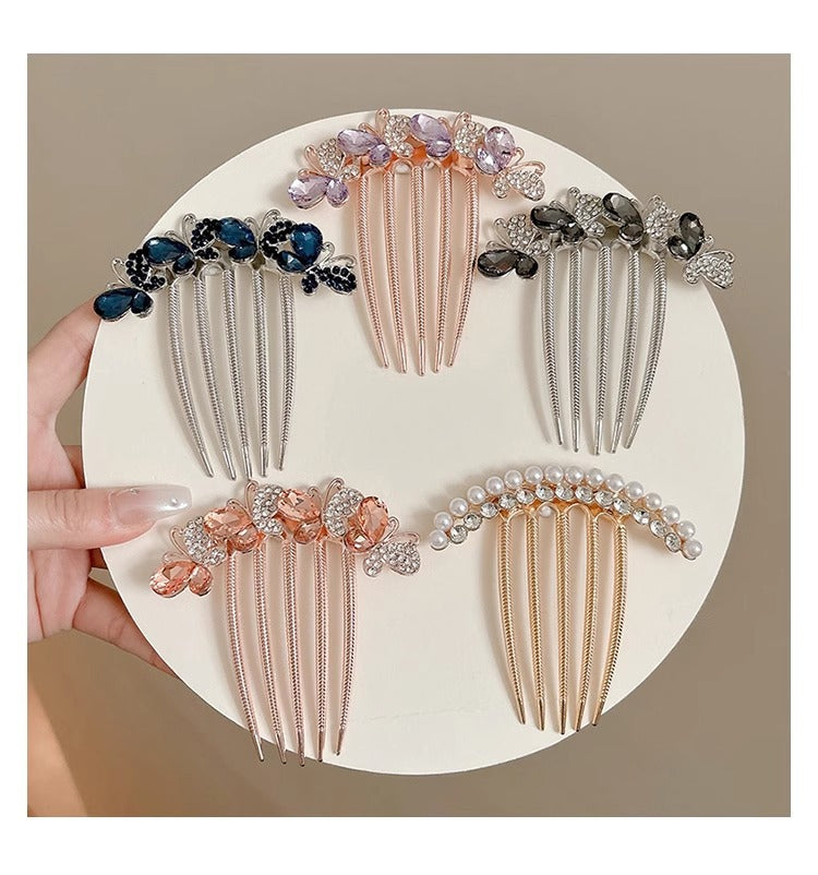 Rhinestone Butterfly Insert Comb For Updo Barrettes