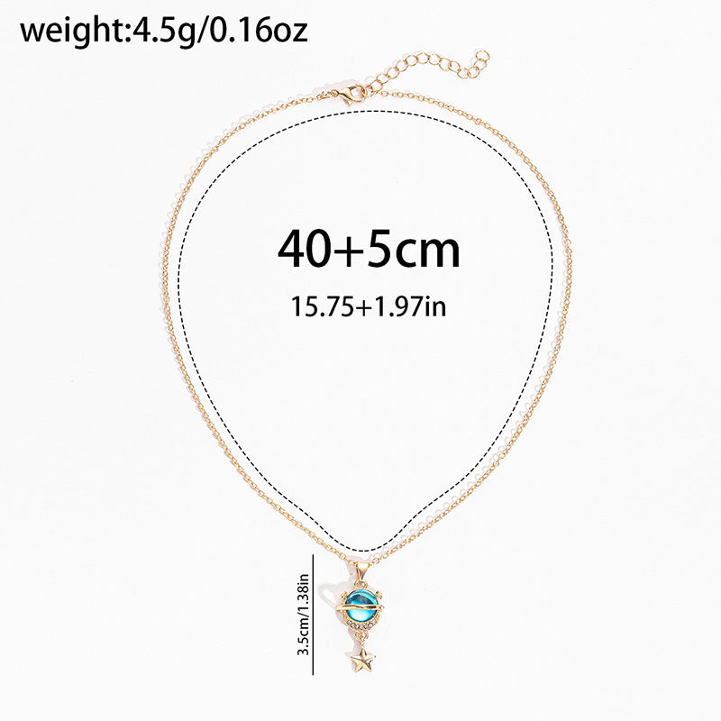 Fashion Diamond Planet Pendant Alloy Necklace For Women c98fe157 72bc 4fcd 9316 5316d6e43c5f