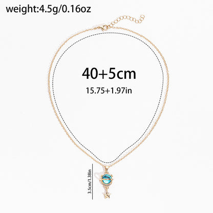 Fashion Diamond Planet Pendant Alloy Necklace For Women c98fe157 72bc 4fcd 9316 5316d6e43c5f