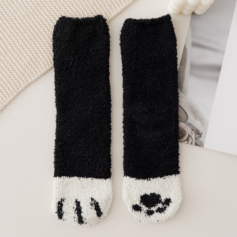 Coral Fleece Socks Women's Mid-calf Length Winter Thickened Fleece Warm Cat's Paw Socks c9b3da3a 5204 45d0 9b2b 0baab133a3fe