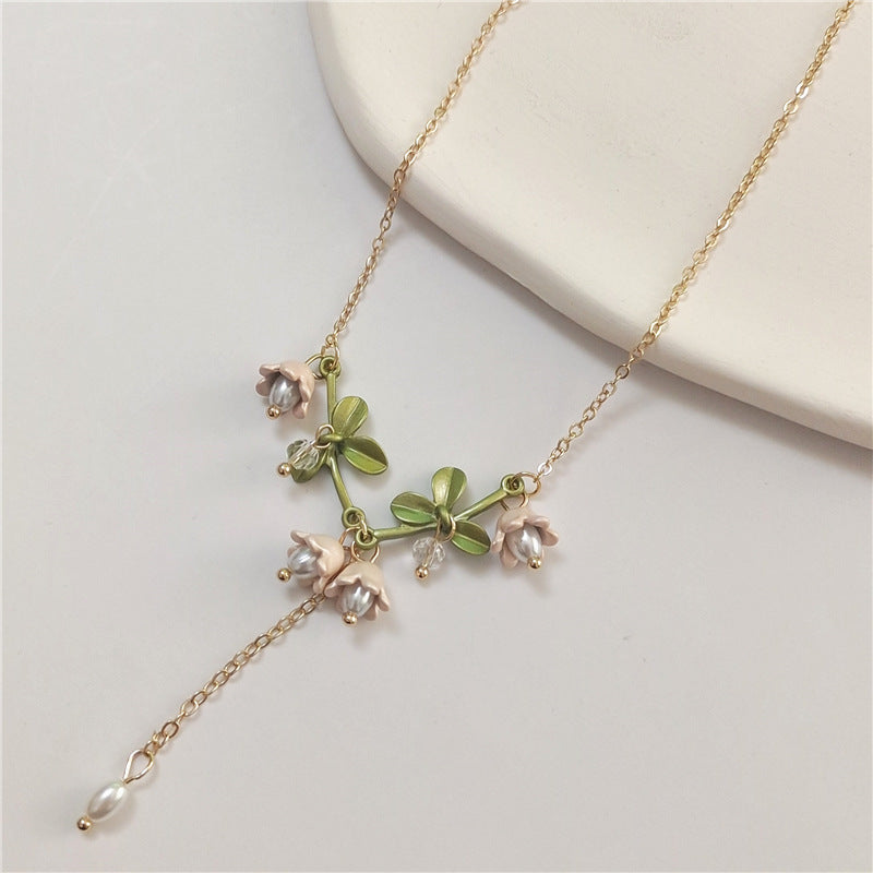 Women's Fashion Simple Bell Orchid Shape Pearl Pendant Necklace c9c5659f cd4d 4300 8d43 4abe136a88c7