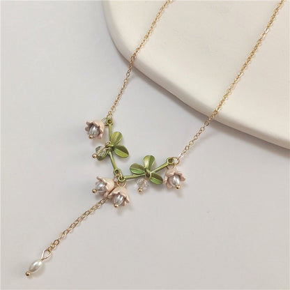 Women's Fashion Simple Bell Orchid Shape Pearl Pendant Necklace c9c5659f cd4d 4300 8d43 4abe136a88c7