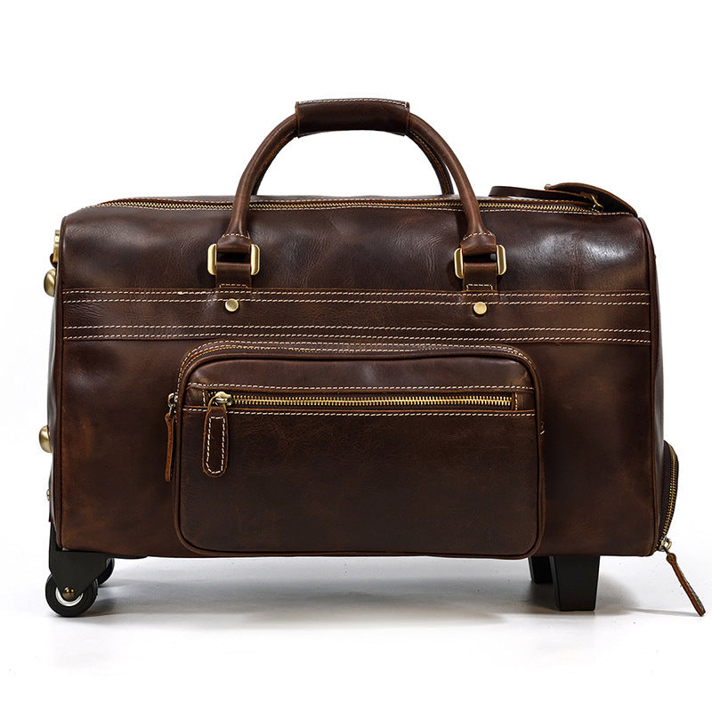 Men's Genuine Leather Trolley Case Retro Leather Travel Bag c9d81a38 3aea 4396 af1e 2891c6f0e4d8