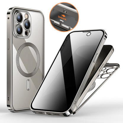Anti-Privacy Metal Buckle Magnetic Support Wireless Charging Double-Sided Lens Full Cover Phone Case Protective Cover c9e22c9