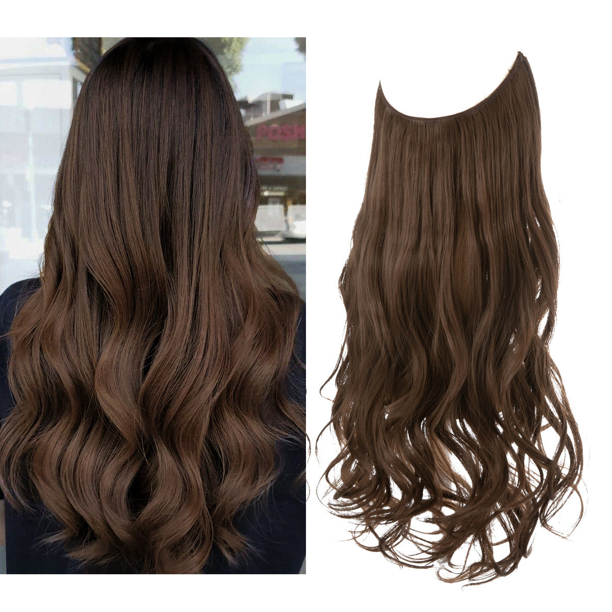 Wig Female Extension Chemical Fiber Long Curly Hair Matte High-temperature Fiber Fishing Thread Wig Set ca0753df 67dd 4a5b 94