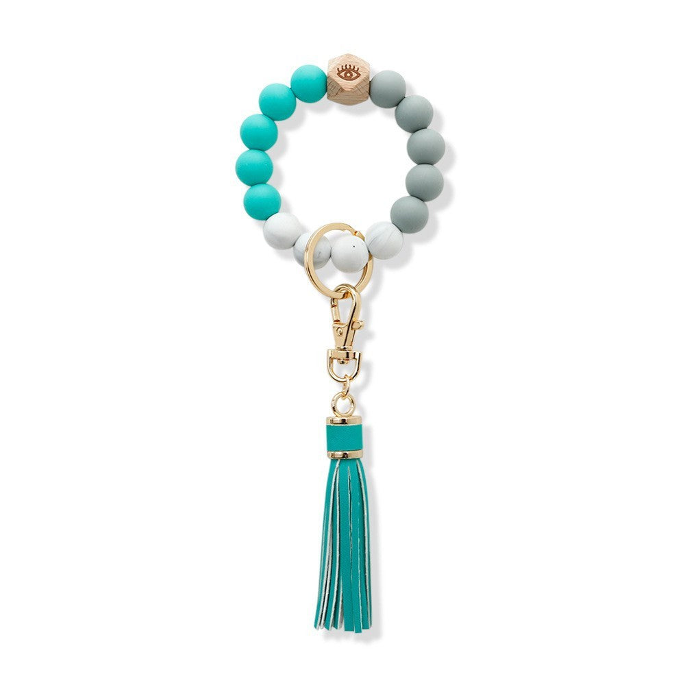 Silicone Wrist Keychain Handmade Beaded Leather Tassel Bracelet ca3518f4 4e6e 40ac 8277 aa2d16577bc7
