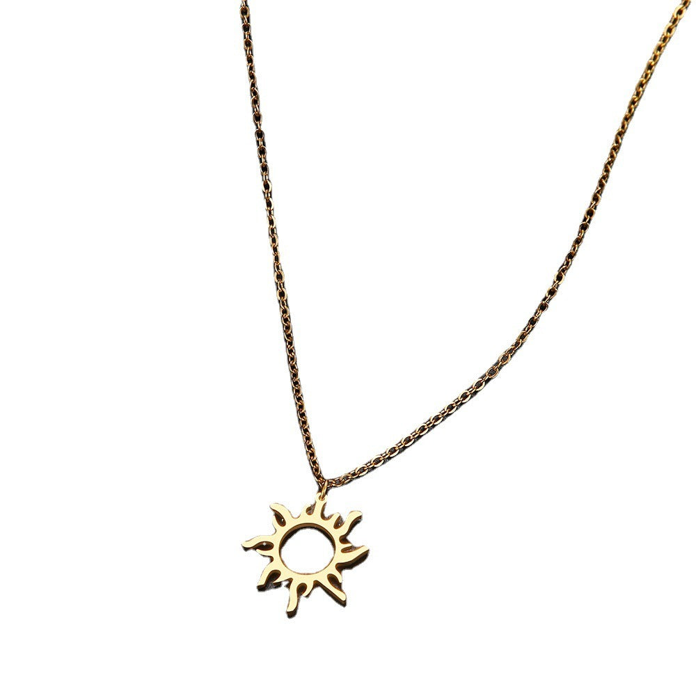 Titanium Steel Plating Ethnic Sun Totem Pendant Clavicle Necklace ca479bdc 9891 4260 adf6 74f076d168c3