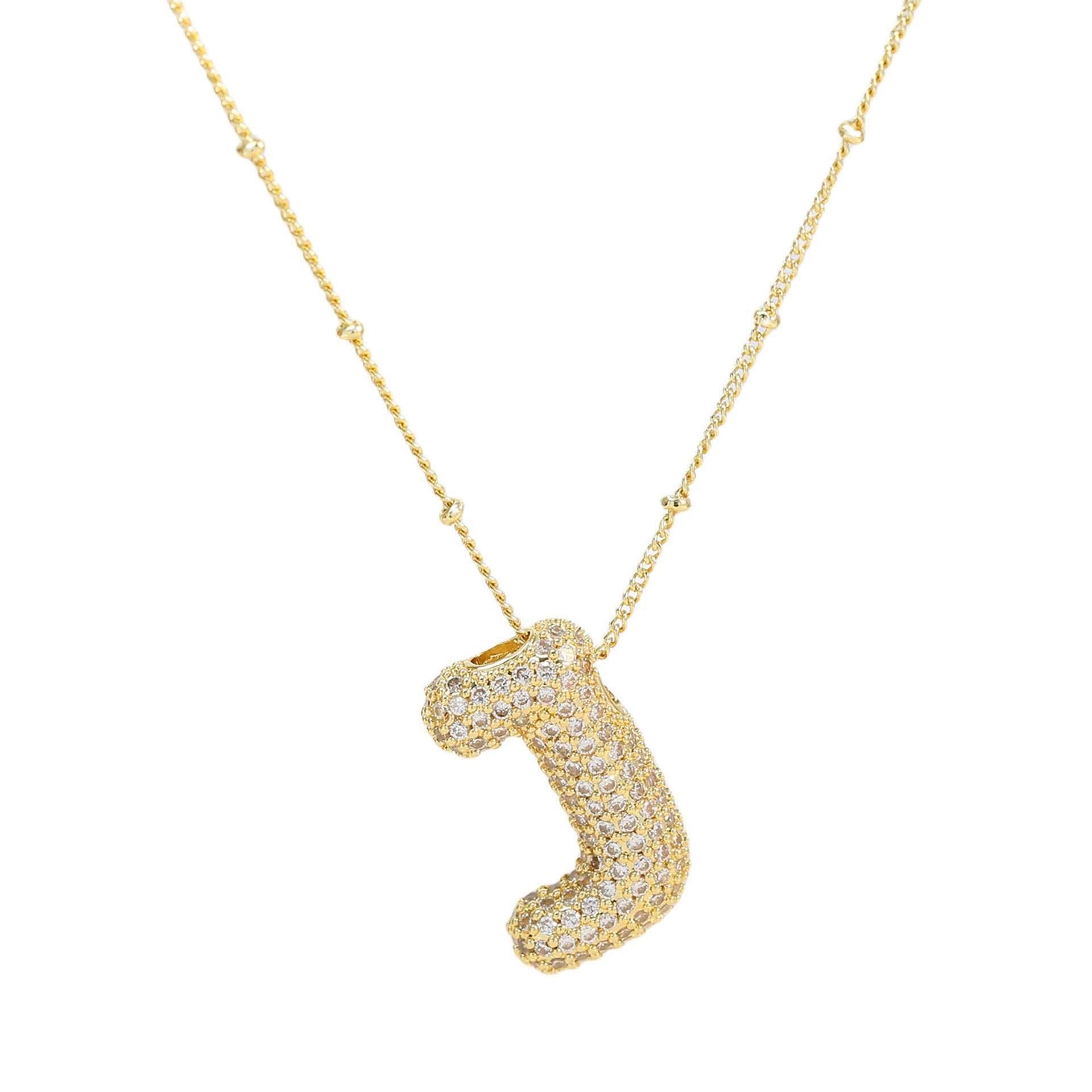 Brass Zircon Bubble Balloon Letter Pendant Necklace For Women ca50b448 3c6d 47bd 9bdd 3be1e893d650