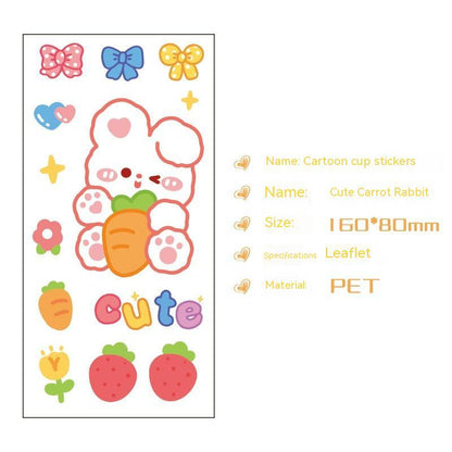 Cute Bear Clear Water Cup Stickers Children's Cartoon Korean Journal Material Mobile Phone Cup Decoration ca54aa8b 23d6 4614 