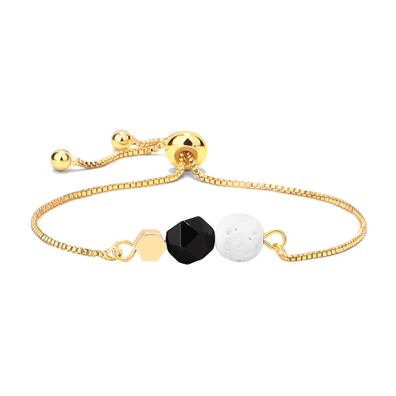 14K Gold Plated Color Preserving Box Chain Tiger Eye Volcanic Stone Yoga Bracelet - HD Wireless Product #7