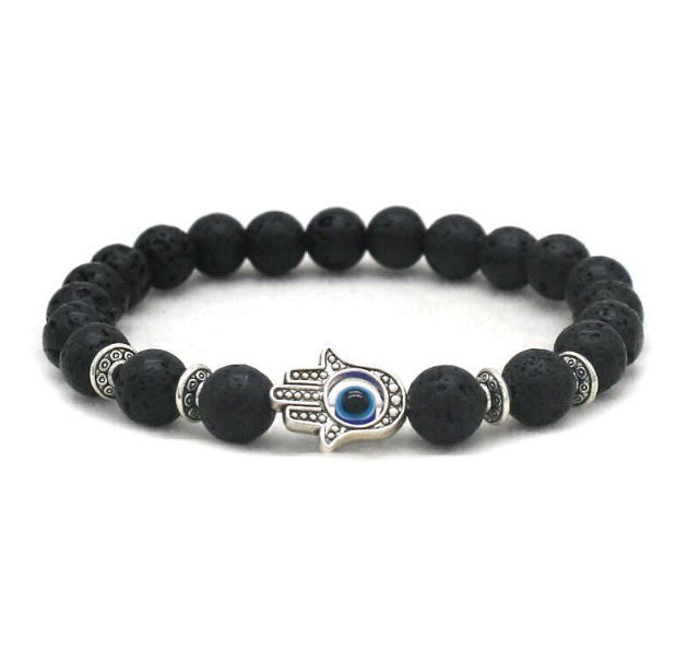 8mm Palm Eye Volcanic Stone Elastic Line Yoga Bracelet - HD Wireless Product #7