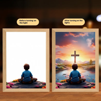 Jesus LED Light Painting Home Decoration Light Painting Photo Frame Led Night Light Room Decor Christmas Gifts Moon Lamp ca6b