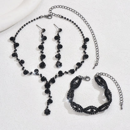 Fashion Crystal Necklace Ear Stud Bracelet Jewelry Accessories