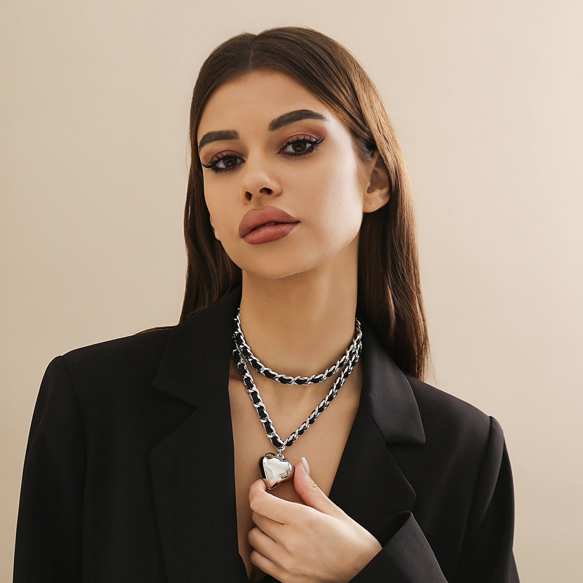 Big Love Double-layer Chains Design Necklace Women Street Punk Style Necklace Fashion Jewelry caa25bb5 e12f 42f5 b936 df2bfc0