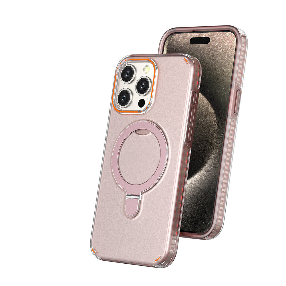 New Colorful Magnetic Bracket Phone Case With Holder Stand Cover For Magesafe Magnetic Transparent Wireless Charge Case For P
